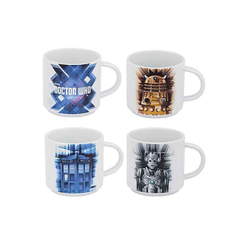 Vandor Doctor Who 4 Piece Stacking Ceramic Mug Set, 10 Ounces Each