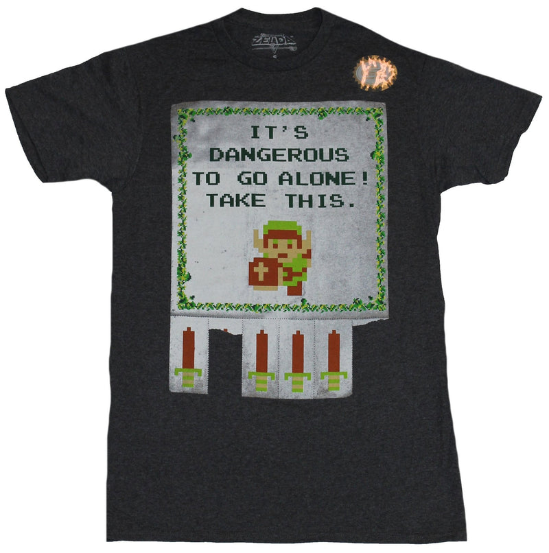Legend of Zelda Mens T-Shirt  - Dangerous Take This Sword Rip Sheet Image