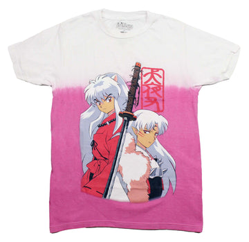 Inuyasha Mens T-Shirt - Pictured Back to Back Against Sword Tie Dye