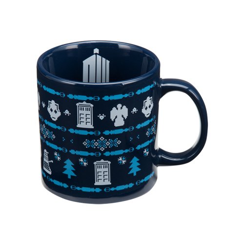 Vandor Doctor Who Ugly Sweater 20 Ounce Ceramic Mug, Blue