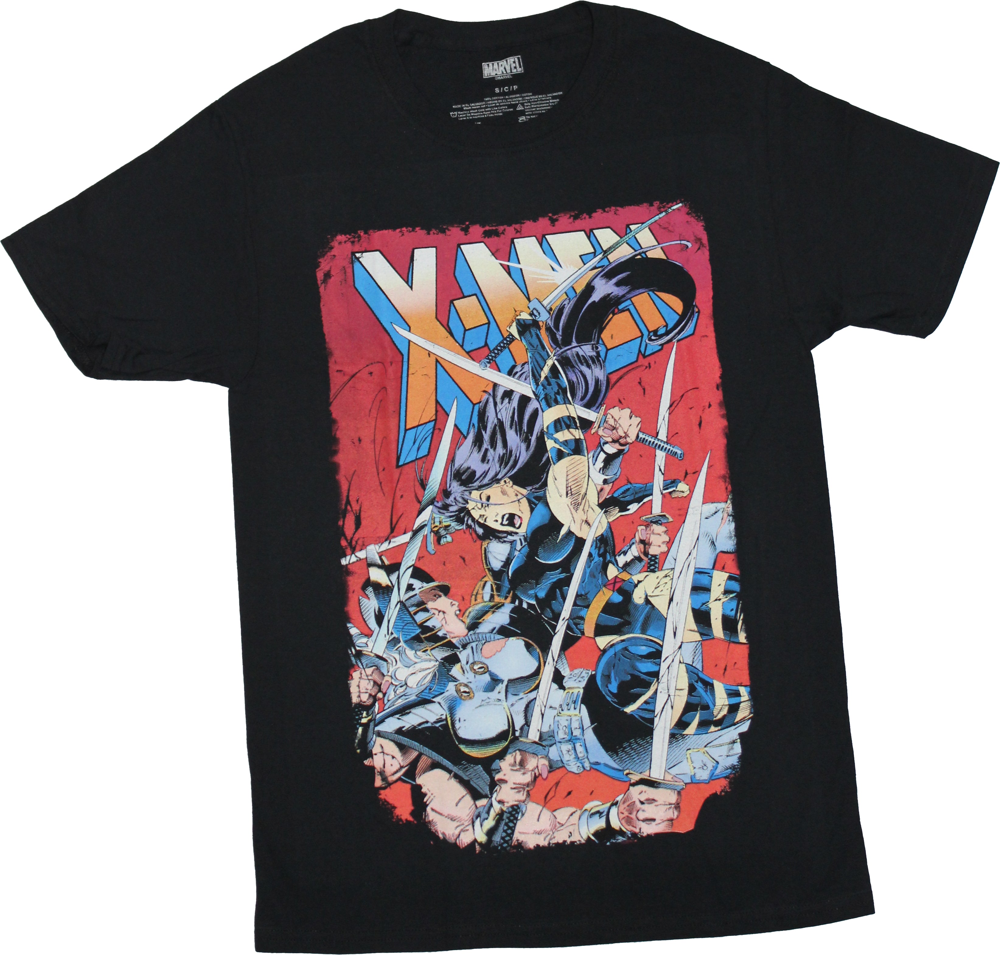 X-Men Mens T-Shirt -Psylocke Fighting Spiral Sword Image