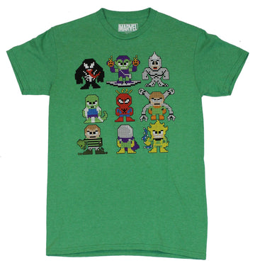 Spider-man (MARVEL COMICS) Mens T-Shirt - Pixel Box Spidey Amongst 8 Baddies
