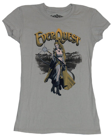 Everquest Girls Juniors T-Shirt - Wand Wielding Heroine Under Yellow Logo