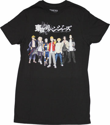 Tokyo Revengers  Mens T-Shirt - Standing Cast Under Logo