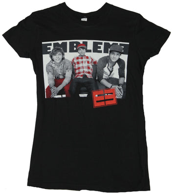 Emblem  Girls Juniors T-Shirt - Black White And Red Photo Image