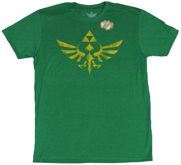 Legend of Zelda Mens T-Shirt - Distressed  Winged  Triforce Yellow Print
