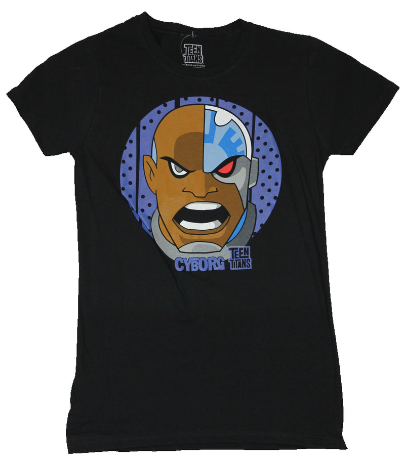 Teen Titans Go Girls Juniors T-Shirt - Cyborg Circle Face Cartoon Image - Inmyparentsbasement.com
