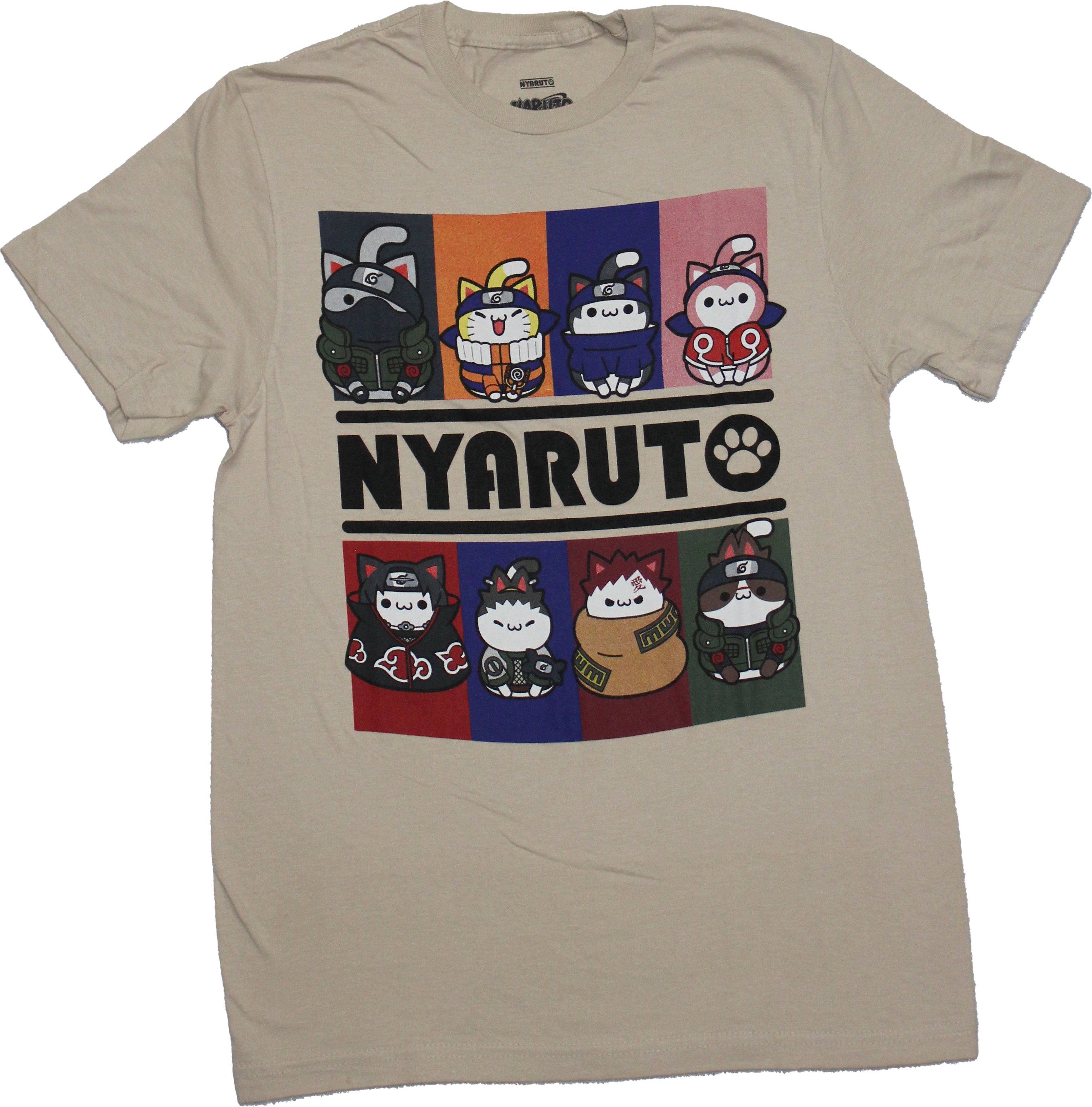 Naruto Nyaruto Mens T-Shirt - Cat Style 8 Box Nyaruto Characters