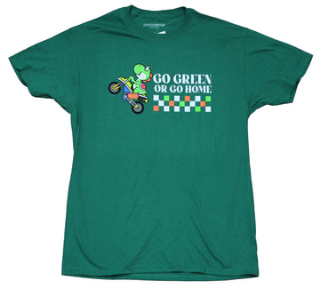 Mario Kart Mens T-Shirt - Yoshi Says Go Green Go Home Image
