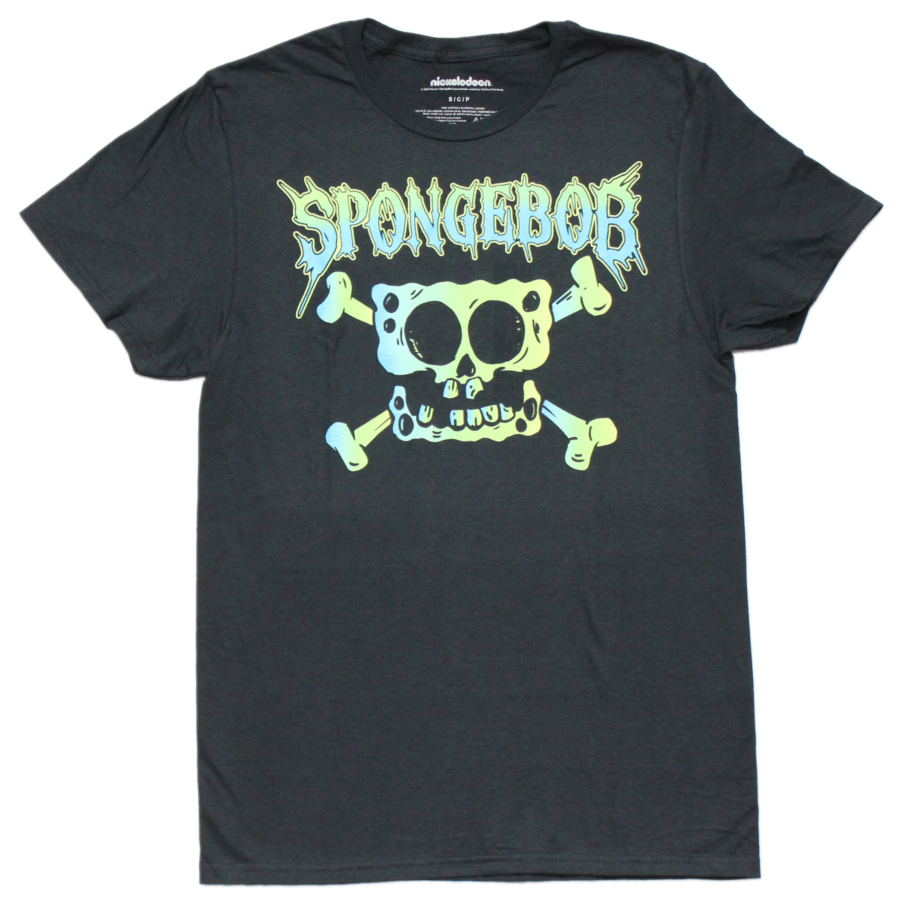 Spongebob Squarepants Mens T-Shirt -Jolly Roger Skull & Crossbones