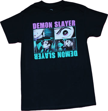 Demon Slayer Mens T-Shirt - 4 Panel Purpel  Eye Boxes