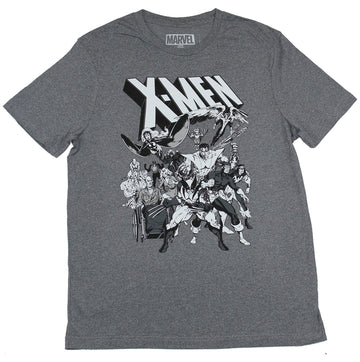 X-Men (Marvel Comics) Mens T-Shirt -Classics Artwork in Grayscale Image