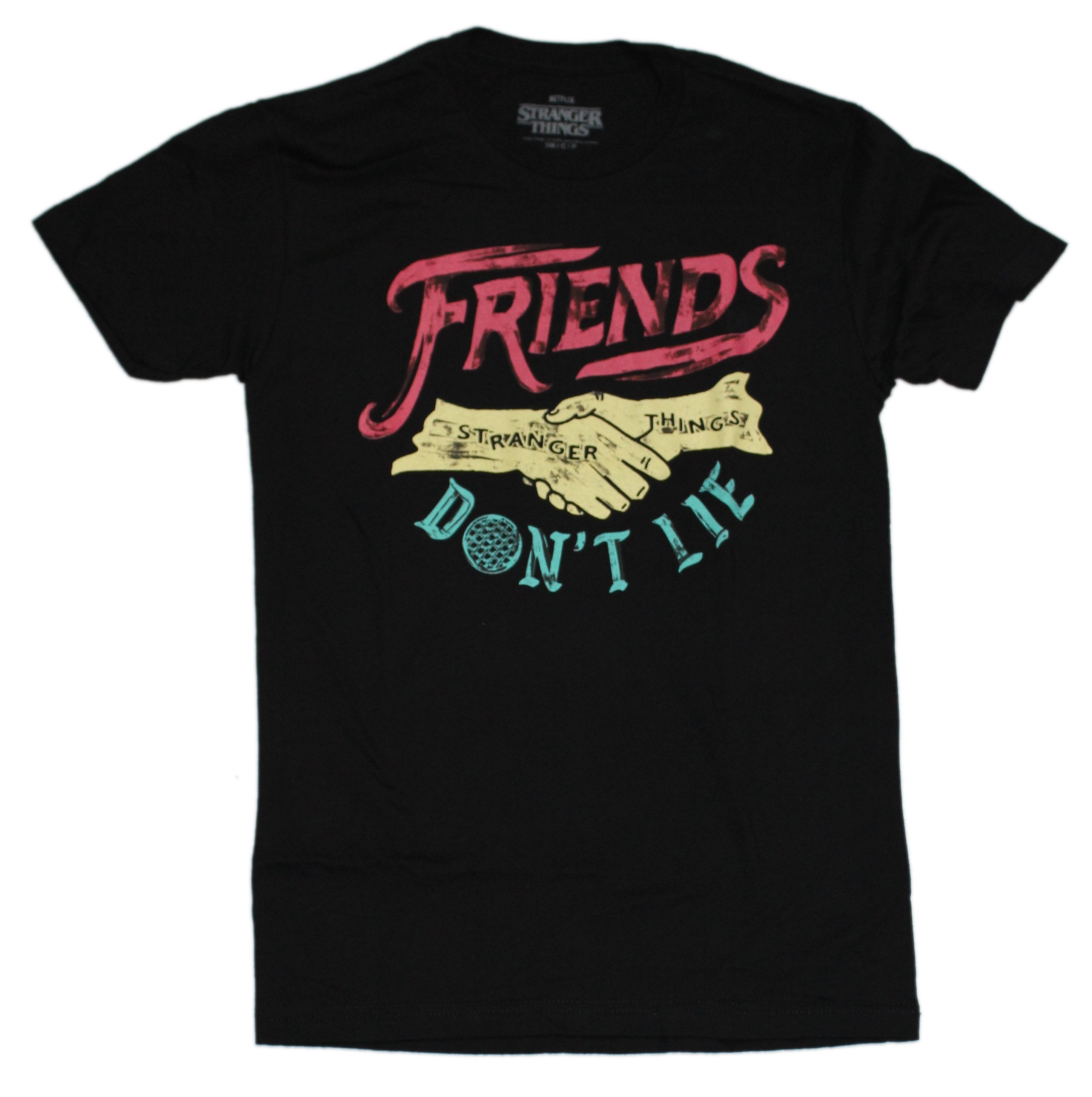 Stranger Things Mens T-Shirt - Friends Don't Lie Shaking Image