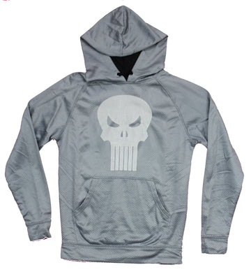 The Punisher Mens Pullover Hoodie  - Mesh Style Classic Skull Logo Image