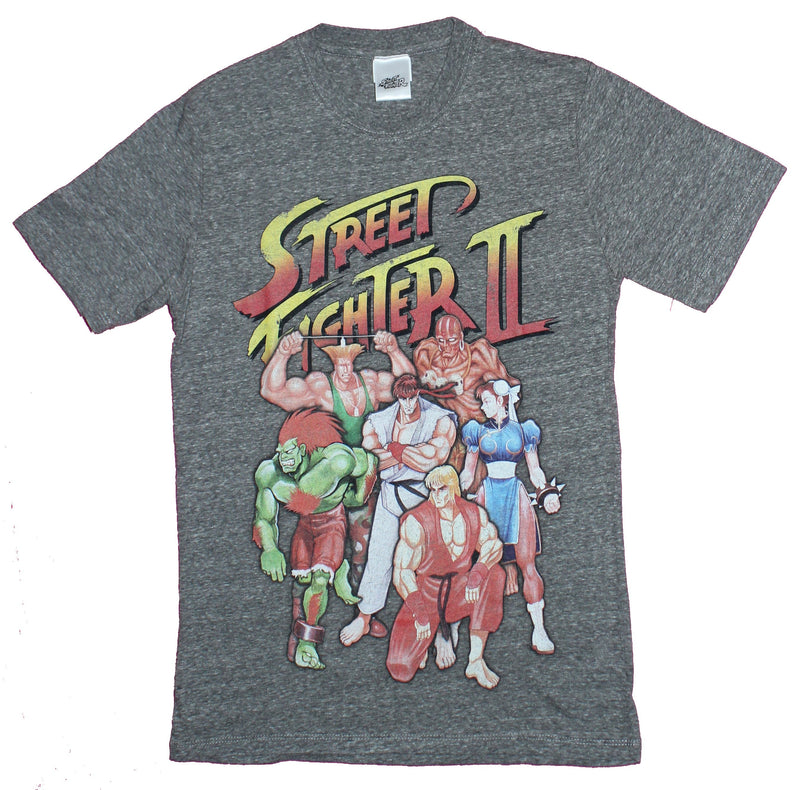 Street Fighter II Mens T-Shirt - Classic 6 Character Cast Under Logo - Inmyparentsbasement.com