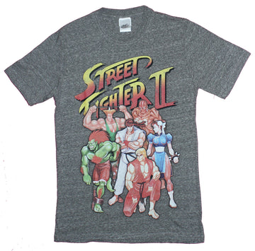 Street Fighter II Mens T-Shirt - Classic 6 Character Cast Under Logo