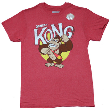 Donkey Kong Mens T-Shirt - Distressed Chest Beating Circle Image