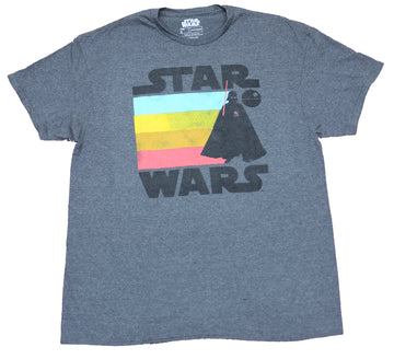 Star Wars Mens T-Shirt - Distressed Rainbow Darth Vader Between Words