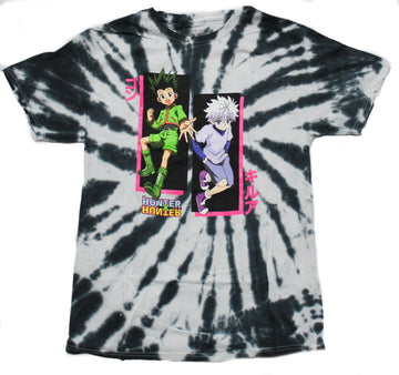 Hunter X Hunter Mens T-Shirt - Killua Gon Pink Boxes Kanji Marbled