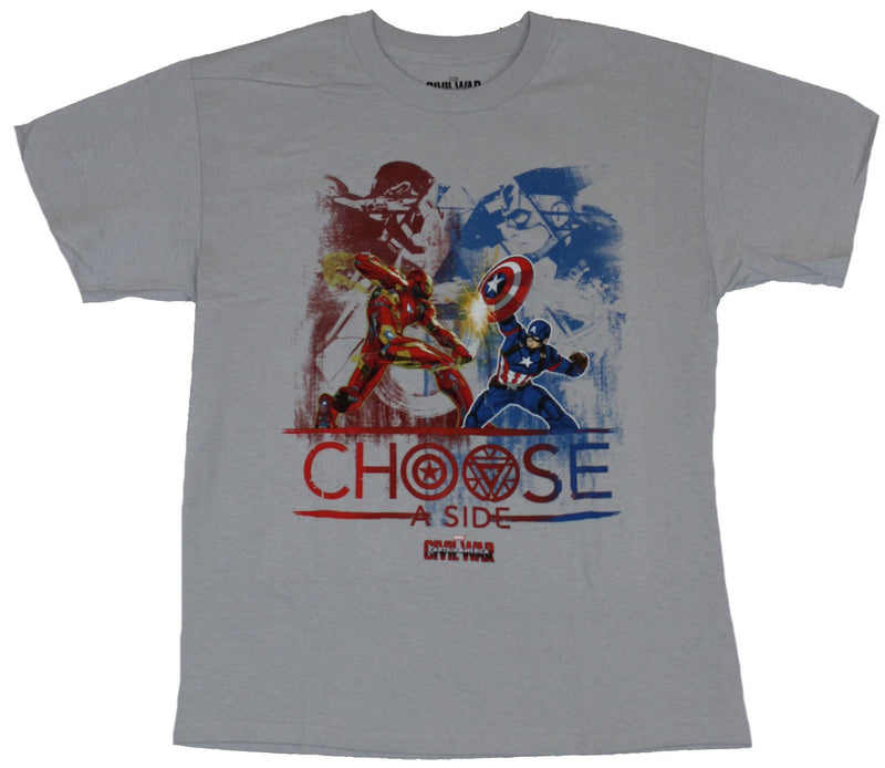 Captain America (Marvel) Mens T-Shirt  - Civil War Choose A Side Painted Image