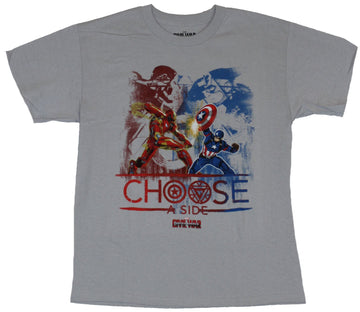 Captain America (Marvel) Mens T-Shirt  - Civil War Choose A Side Painted Image