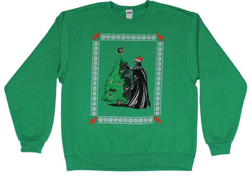 Star Wars Mens Crewneck Sweatshirt- Christmas Darth Vader Trimming Tree