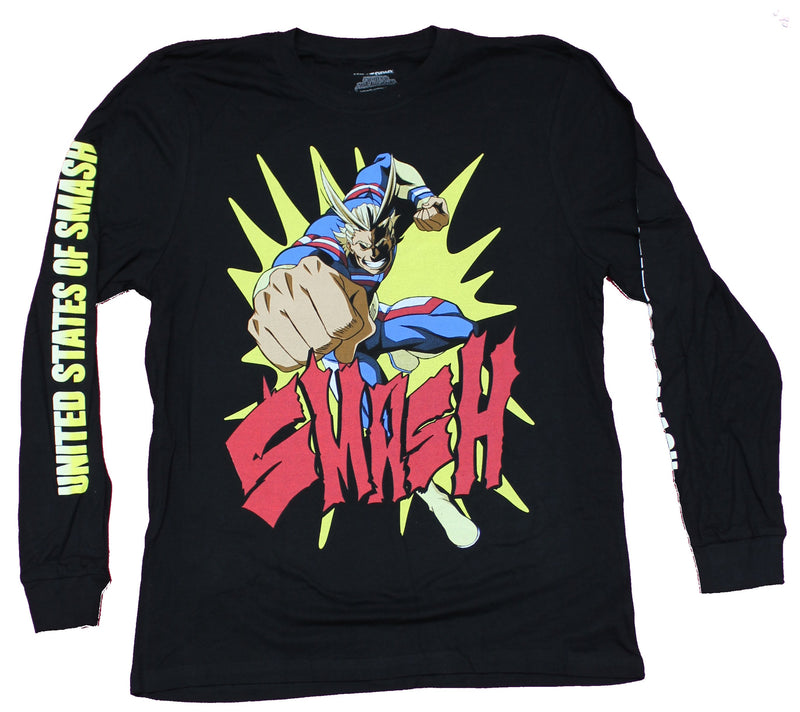 My Hero Academia Mens Long Sleeve T-Shirt - All Might Smash Tour United States OF - Inmyparentsbasement.com