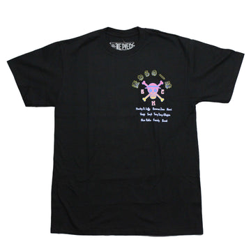 One Piece Mens T-Shirt - Straw Hat Crew Lapel Names and Crew On Back