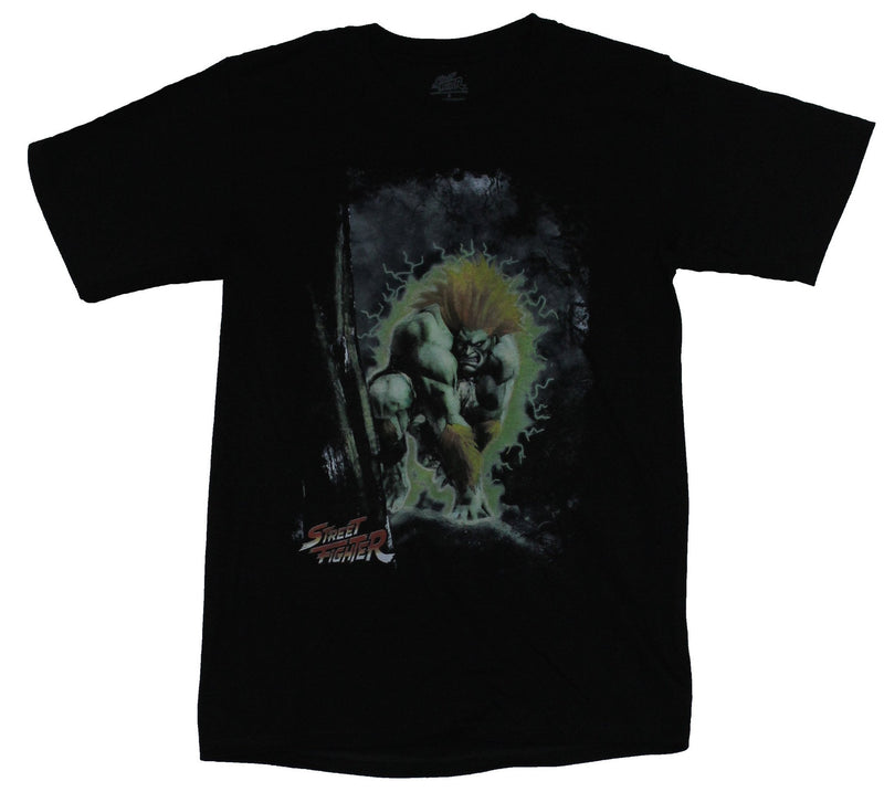 Street Fighter Mens T-Shirt - Blanka Electrified Shadowy Attack Image - Inmyparentsbasement.com