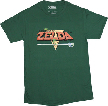 Legend of Zelda Mens T-Shirt -Classic 8 Bit Original Game Title Screen