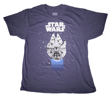 Star Wars Mens T-Shirt - Millenium Falcon In Stars Under Logo