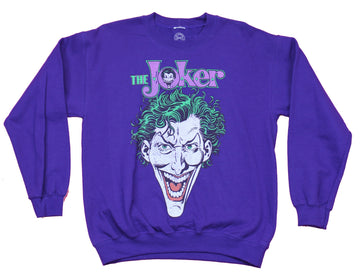 Joker DC Comics Mens Crewneck Sweatshirt - Giant Face Under Name