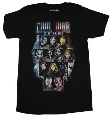 Captain America Civil War Mens T-Shirt -  Select A Player Image