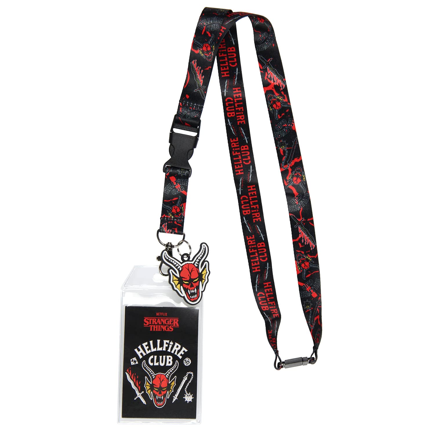 Stranger Things Hellfire Club ID Badge Holder Lanyard w/ 2" Rubber Pendant