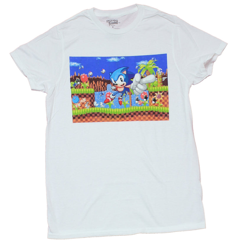 Sonic the Hedgehog Mens T-Shirt - 16-bit Pointing Game Play Image
