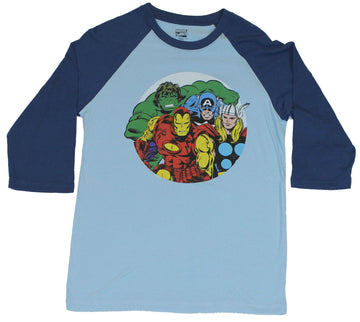 The Avengers 3/4 Sleeves Mens T-Shirt - Circle 70s Style Big 4 Image