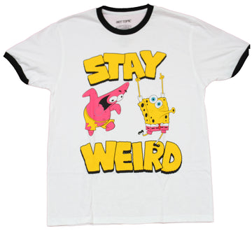 Spongebob Squarepants Mens T-Shirt - Stay Weird Patrick Bob Playing In Words