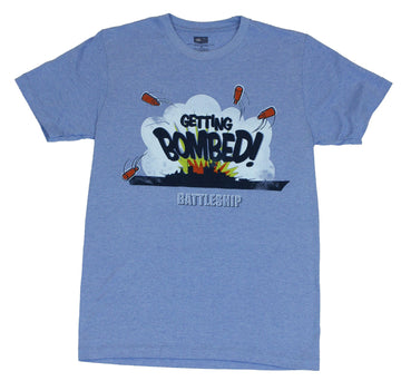 Battleship Mens T-Shirt - "Getting Bombed" Exploding Ship Image