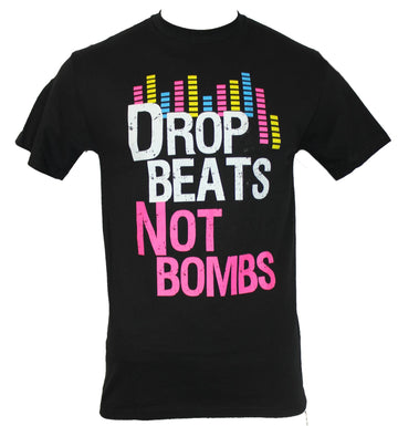 Drop Beats Not Bombs Mens T-Shirt - Neon Beat Droping Image