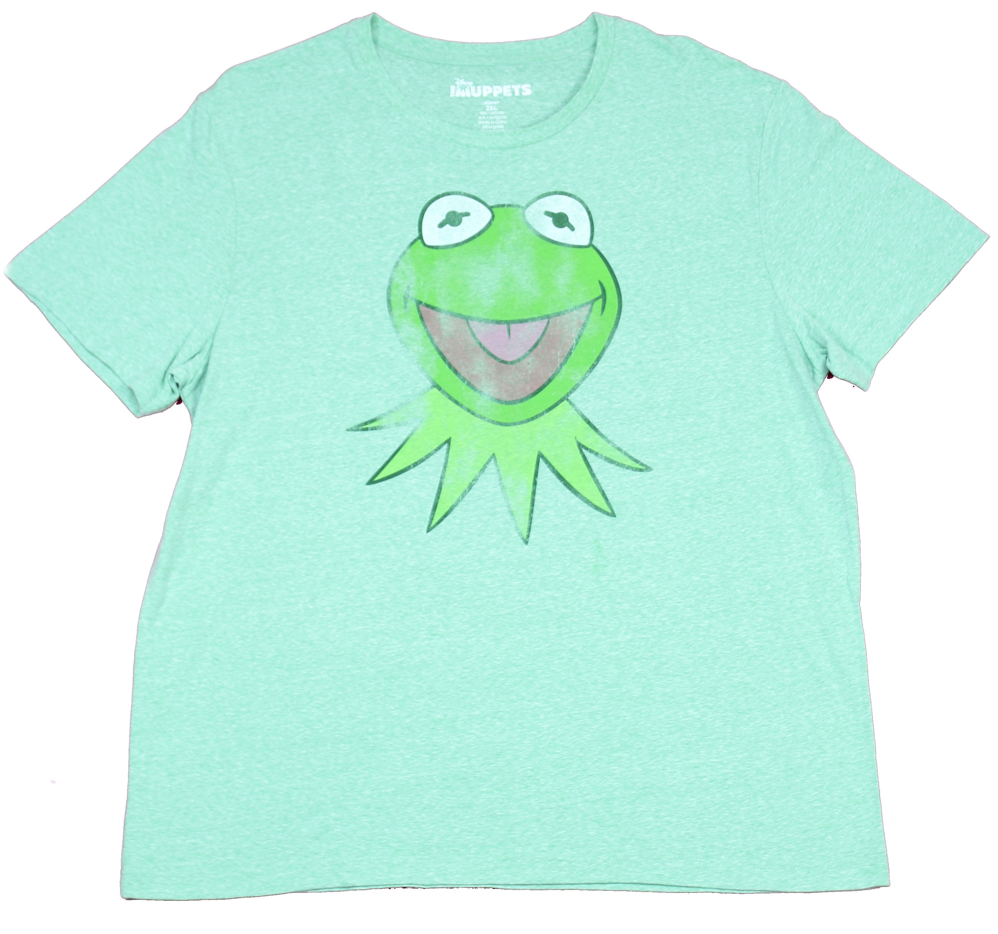 The Muppets Mens T-Shirt - Distressed Classic Kermit Smiling Face