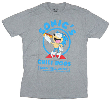 Sonic The Hedgehog Mens T-Shirt - Sonic Chili Dogs Green Hill Zone Logo