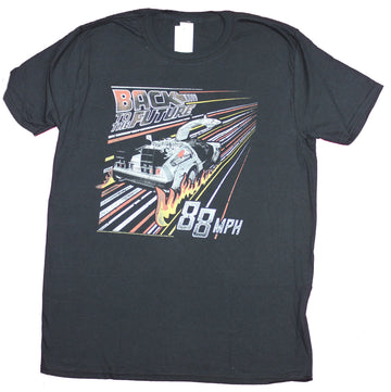 Back to the Future Mens T-Shirt - 88 DeLorean with Flaming Tires