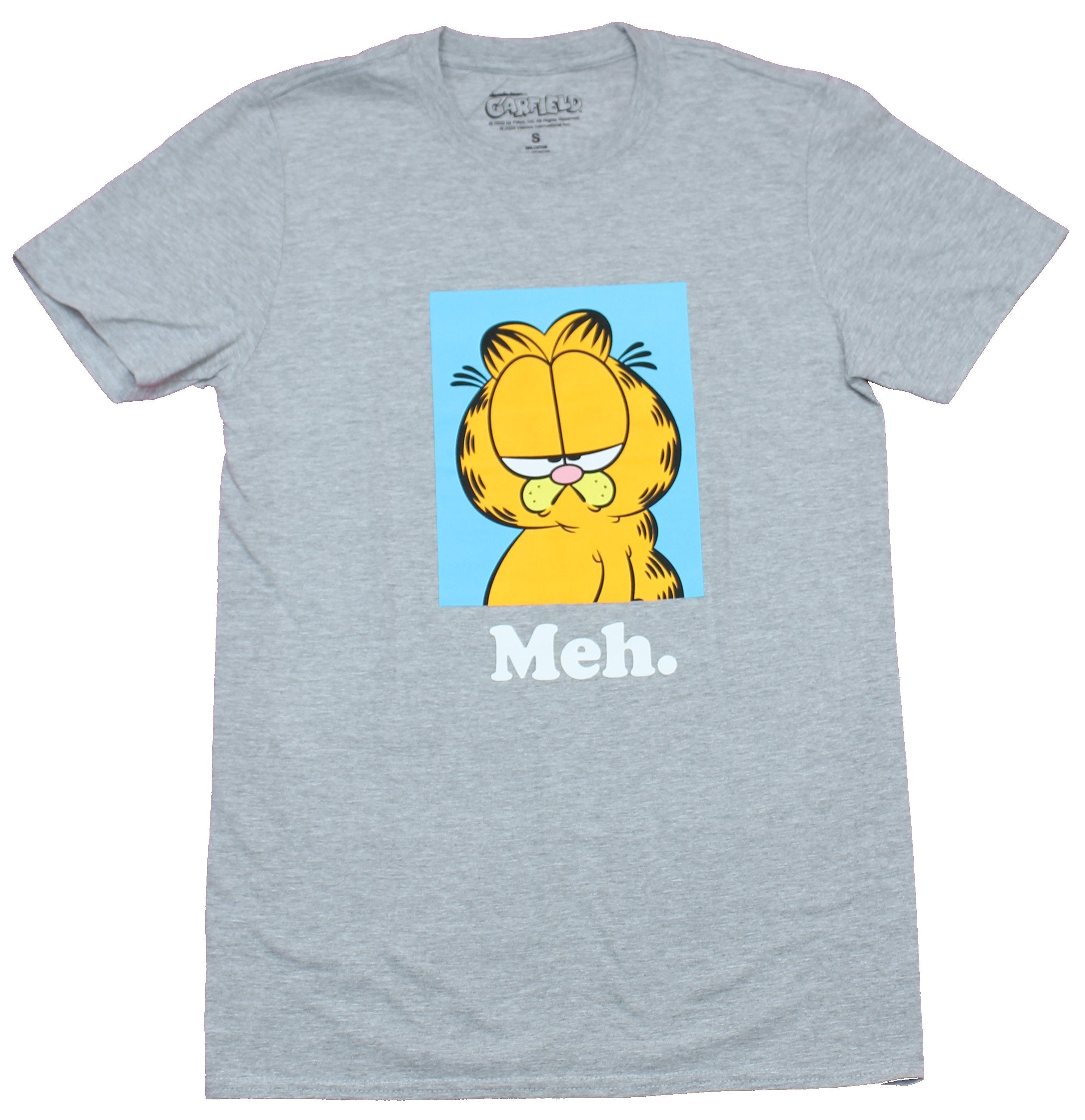 Garfield Mens T-Shirt - Meh. Garfield Box face Image
