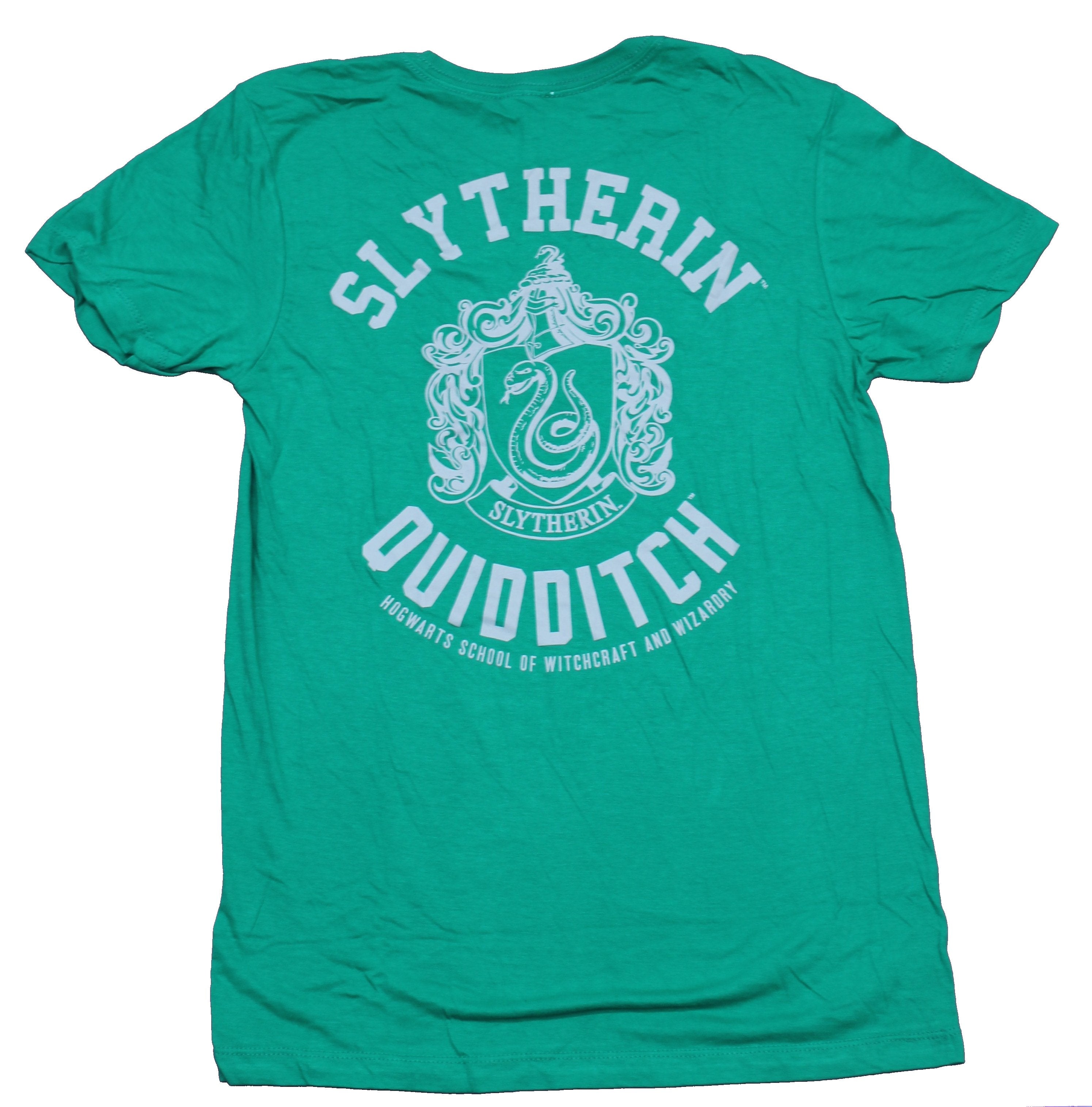 Harry Potter Mens T-Shirt  -  Slytherin Lapel Quidditch Crest Logo Back