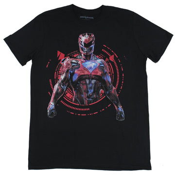 Mighty Morphin Power Rangers Mens T-Shirt - Live Action Red Ranger Image