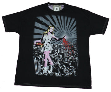 Devolve Mens T-Shirt- Heart Girl Over Cityscape Image