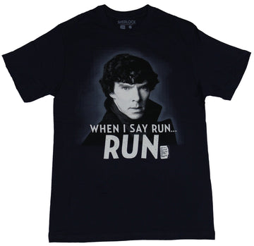 Sherlock (BBC TV Series)  Mens T-Shirt - When I Say Run Sherlock Face Image