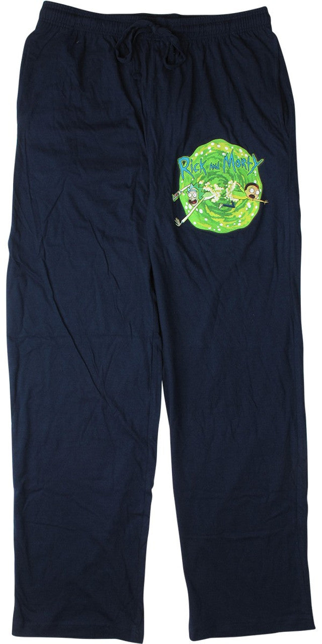 Rick and Morty Portal Logo Men's Black Lounge Sleep Pajama Pants