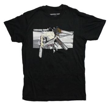 Chainsaw Man Mens T-Shirt - Denji with 3 Bloody Saws Boxed Image