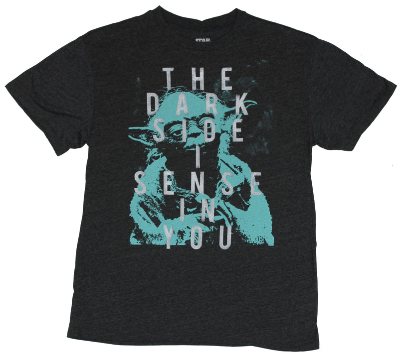Star Wars Mens T-Shirt - Dark Side I Sense In  You Blue Yoda Image